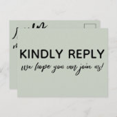 Carte Postale Écriture décontractée Sage Vert RSVP Demande de ch (Devant / Derrière)
