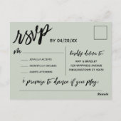Carte Postale Écriture décontractée Sage Vert RSVP Demande de ch (Dos)