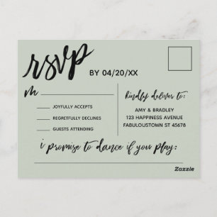 Carte Postale Écriture décontractée Sage Vert RSVP Demande de ch