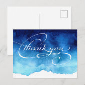 Carte Postale Écriture élégante moderne bleu remerciement de mar (Devant / Derrière)