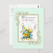 Carte Postale Écriture Et Fleurs (Devant / Derrière)