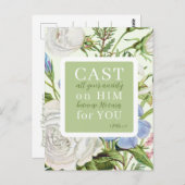 Carte Postale Écriture florale 1 Pierre 5:7 (Devant / Derrière)