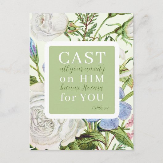 Carte Postale Écriture florale 1 Pierre 5:7 (Devant)