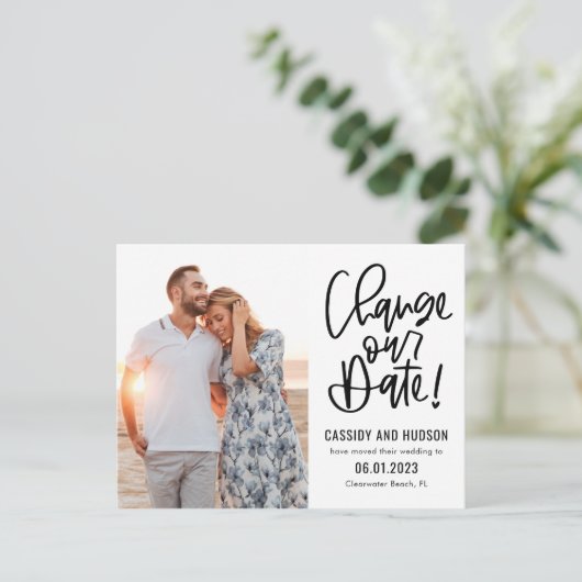 Carte Postale Écriture Funky ÉDITABLE COULEUR Modifier La Date (Debout devant)