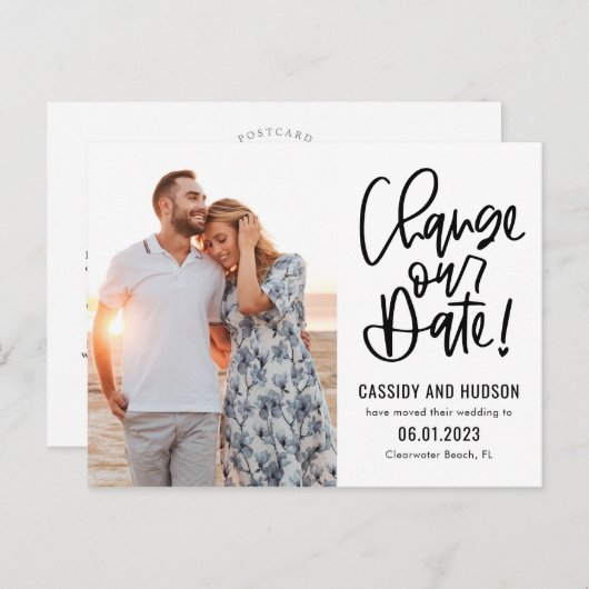 Carte Postale Écriture Funky ÉDITABLE COULEUR Modifier La Date (Devant / Derrière)