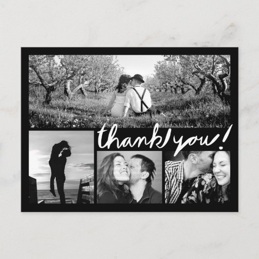 Carte Postale Écriture manuscrite 4 Photo Collage Merci noir Car (Devant)