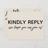 Carte Postale Écriture manuscrite décontractée Crème Réponse Cha (Devant / Derrière)