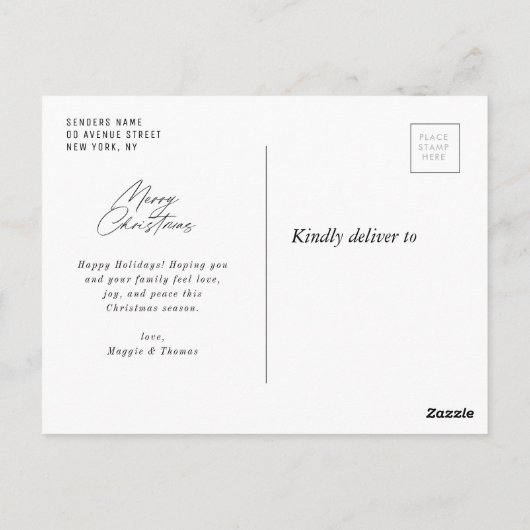 Carte Postale écriture manuscrite en blanc (Dos)