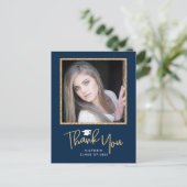 Carte Postale Écriture manuscrite en or foncé Merci diplômé (Debout devant)