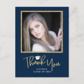 Carte Postale Écriture manuscrite en or foncé Merci diplômé (Devant)