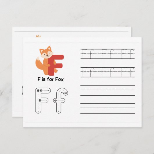 Carte Postale Écriture manuscrite FlashCards pour la maternelle (Devant / Derrière)