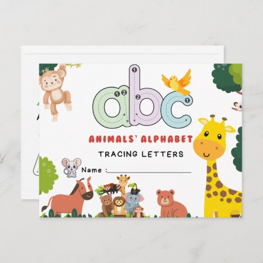 Carte Postale Écriture manuscrite FlashCards pour la maternelle (Devant / Derrière)