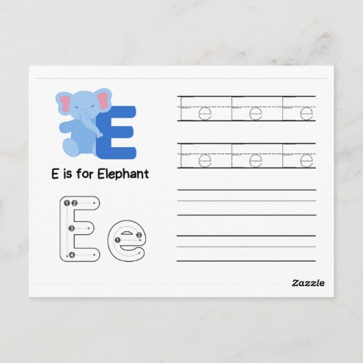 Carte Postale Écriture manuscrite FlashCards pour la maternelle  (Dos)