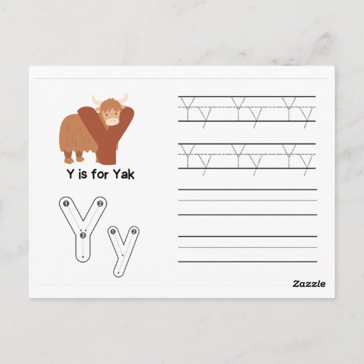 Carte Postale Écriture manuscrite FlashCards pour la maternelle  (Dos)