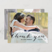 Carte Postale Écriture manuscrite Noir 2 Mariage photo Merci (Devant / Derrière)