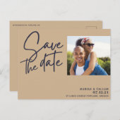 Carte Postale écriture marine rose moderne chic photo (Devant / Derrière)