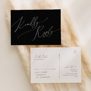 Carte Postale Écriture minimaliste fantaisiste RSVP de mariage