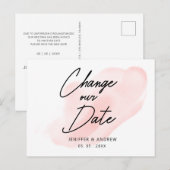 Carte Postale écriture moderne aquarelle changement de date (Devant / Derrière)