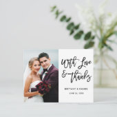 Carte Postale Écriture moderne au pinceau Amour et Merci Mariage (Debout devant)