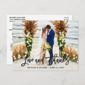 Carte Postale Écriture moderne au pinceau | Mariage Amour et Mer (Devant / Derrière)