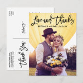 Carte Postale Écriture Moderne au Pinceau Mariage Amour Merci Co (Devant / Derrière)