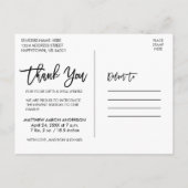 Carte Postale Écriture moderne au pinceau Nouveau bébé Merci Blk (Dos)