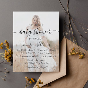 Carte Postale écriture moderne baby shower photo invitation