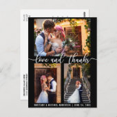 Carte Postale Écriture moderne de mariage avec 3 photos d'amour (Devant / Derrière)