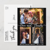 Carte Postale Écriture moderne de remerciement de mariage à 3 ph (Devant / Derrière)