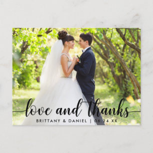 Carte Postale Écriture moderne Love and Thanks Couple Mariage