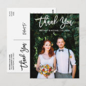 Carte Postale Écriture Moderne Pinceau Mariage Mariée Marié Phot (Devant / Derrière)