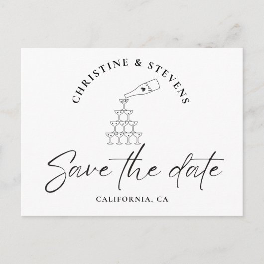 Carte Postale Écriture Moderne Simple Mariage Enregistrer La Dat (Devant)