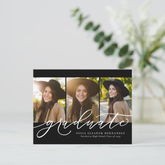 Carte Postale Écriture moderne trois invitation de graduation ph (Debout devant)
