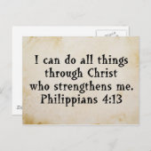 Carte Postale Écriture Phil 4:13 (Devant / Derrière)