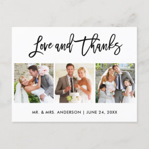 Carte Postale Écriture Pinceau Amour et Merci Mariage 3 Photo