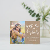 Carte Postale Écriture Pinceau Graduation Amour Merci Kraft (Debout devant)