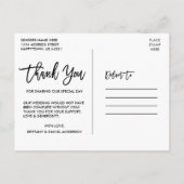 Carte Postale Écriture Pinceau Meilleur Jour Mariage Merci (Dos)
