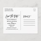 Carte Postale Écriture Pinceau Save the Date Floral Corail Tropi (Dos)