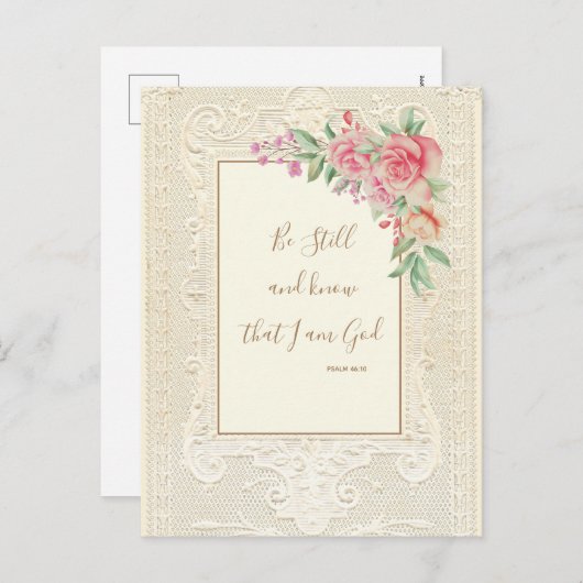 Carte Postale Écriture religieuse Verse Be Still and Know Psalm (Devant / Derrière)