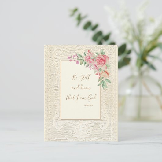 Carte Postale Écriture religieuse Verse Be Still and Know Psalm (Debout devant)
