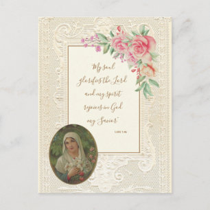 Carte Postale Écriture Religieuse Verse Vierge Marie Florale