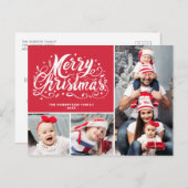 Carte Postale écriture stylisée moderne collage photo noël (Devant / Derrière)