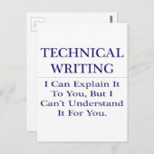 Carte Postale Écriture technique .. Expliquer ne pas comprendre (Devant / Derrière)