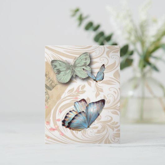 Carte Postale écritures postmark papillon Paris Effiel Tower (Debout devant)