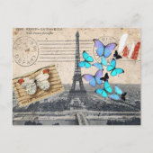 Carte Postale écritures postmark papillon Paris Effiel Tower (Devant)