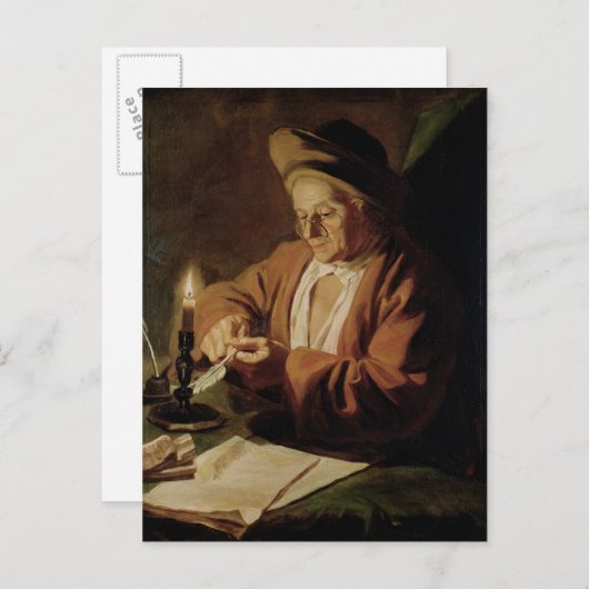 Carte Postale Écrivain âgé (Devant / Derrière)