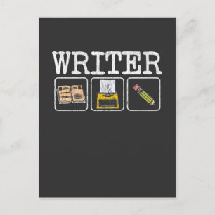 Carte Postale Écrivain livre Typewriter Crayon auteur littératur
