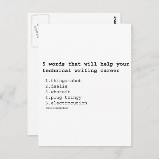 Carte Postale Écrivain technique (Devant / Derrière)