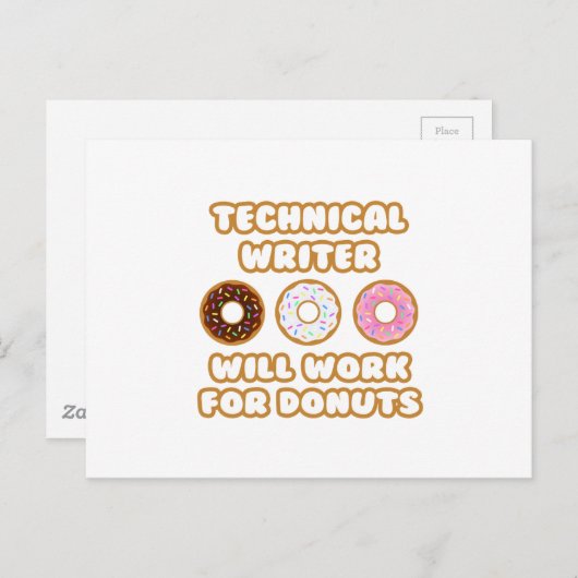 Carte Postale Écrivain technique .. Fonctionnera Pour Les Donuts (Devant / Derrière)