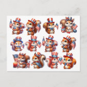 Carte Postale Écureuil 4 juillet Aquarelle mignon (Devant)